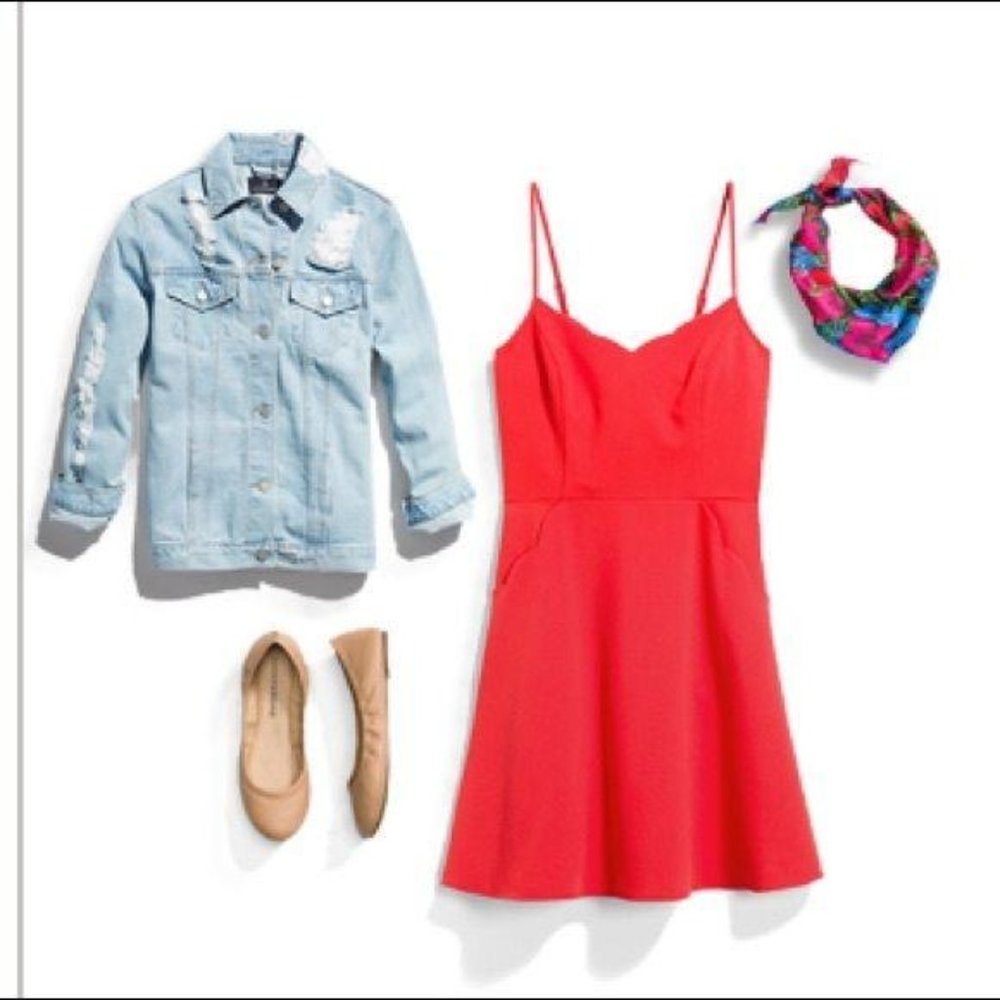 Crissie Red Scallop Neckline A-line Dress NWOT - Picture 2 of 8